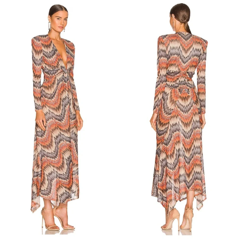 RONNY KOBO Stormy Knit Maxi Dress - Orange & Brown - Picture 3 of 12